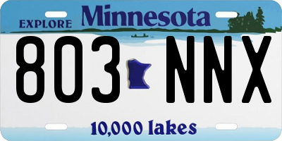 MN license plate 803NNX