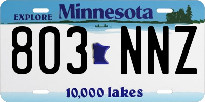 MN license plate 803NNZ