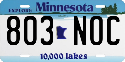 MN license plate 803NOC