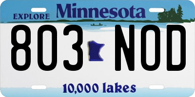 MN license plate 803NOD