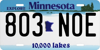 MN license plate 803NOE