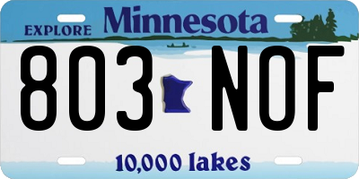 MN license plate 803NOF