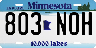 MN license plate 803NOH