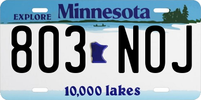 MN license plate 803NOJ