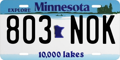 MN license plate 803NOK