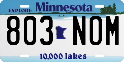 MN license plate 803NOM