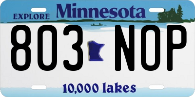 MN license plate 803NOP