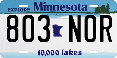 MN license plate 803NOR