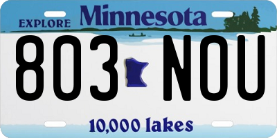 MN license plate 803NOU