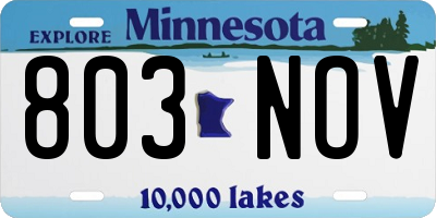 MN license plate 803NOV