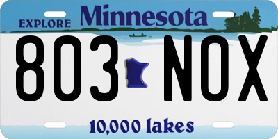 MN license plate 803NOX
