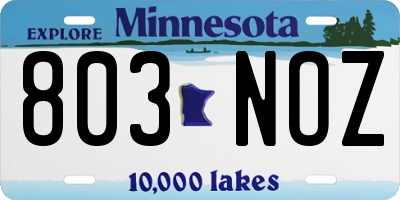 MN license plate 803NOZ