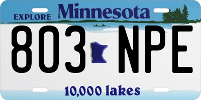 MN license plate 803NPE