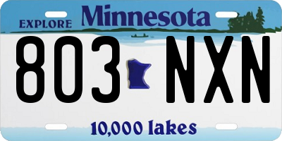 MN license plate 803NXN