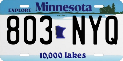 MN license plate 803NYQ