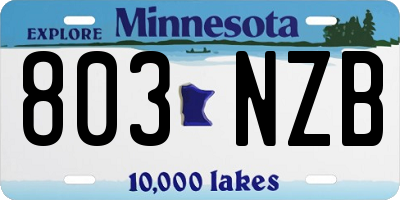 MN license plate 803NZB