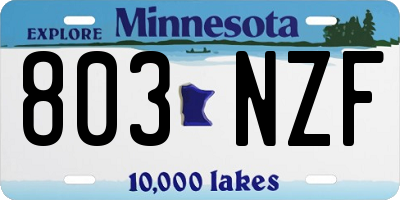 MN license plate 803NZF