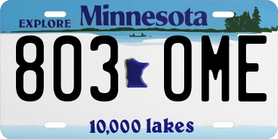 MN license plate 803OME