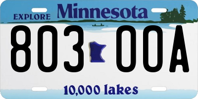 MN license plate 803OOA