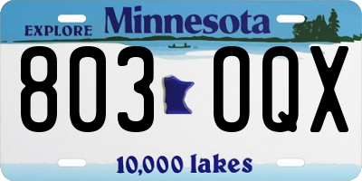 MN license plate 803OQX