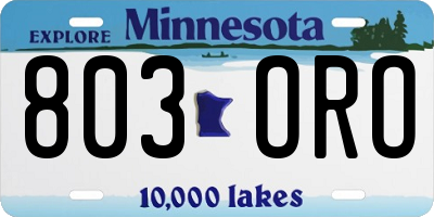 MN license plate 803ORO