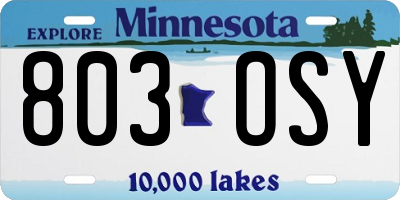 MN license plate 803OSY