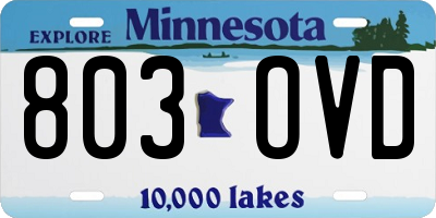 MN license plate 803OVD