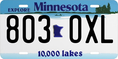 MN license plate 803OXL