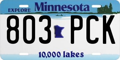 MN license plate 803PCK