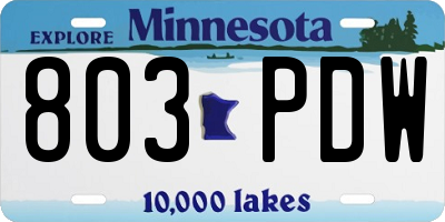 MN license plate 803PDW