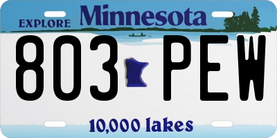 MN license plate 803PEW