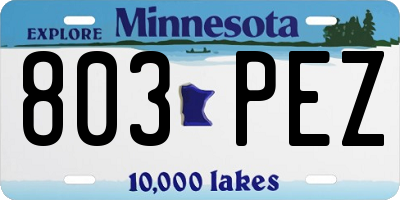 MN license plate 803PEZ