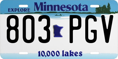 MN license plate 803PGV