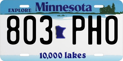 MN license plate 803PHO