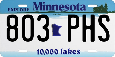 MN license plate 803PHS