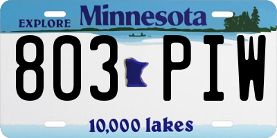MN license plate 803PIW