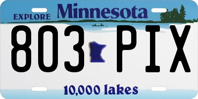 MN license plate 803PIX