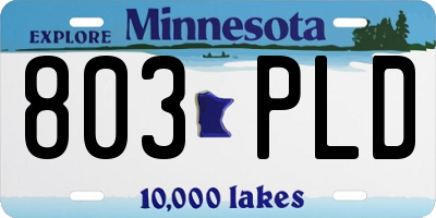 MN license plate 803PLD