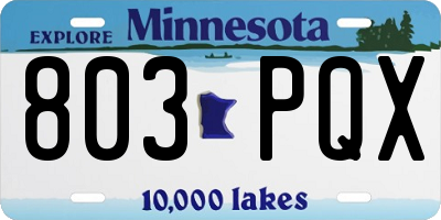 MN license plate 803PQX