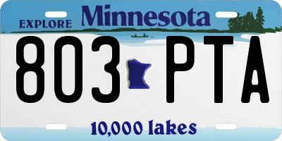 MN license plate 803PTA