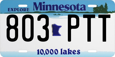 MN license plate 803PTT