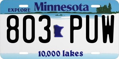 MN license plate 803PUW