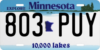 MN license plate 803PUY