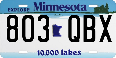 MN license plate 803QBX