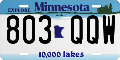 MN license plate 803QQW