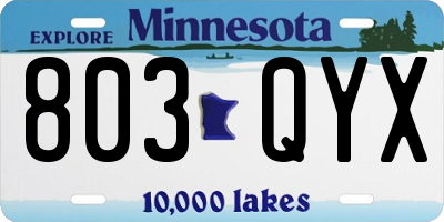 MN license plate 803QYX