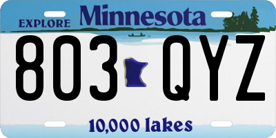 MN license plate 803QYZ