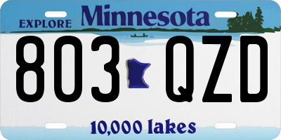 MN license plate 803QZD
