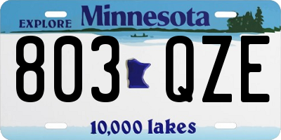 MN license plate 803QZE