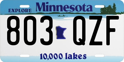 MN license plate 803QZF